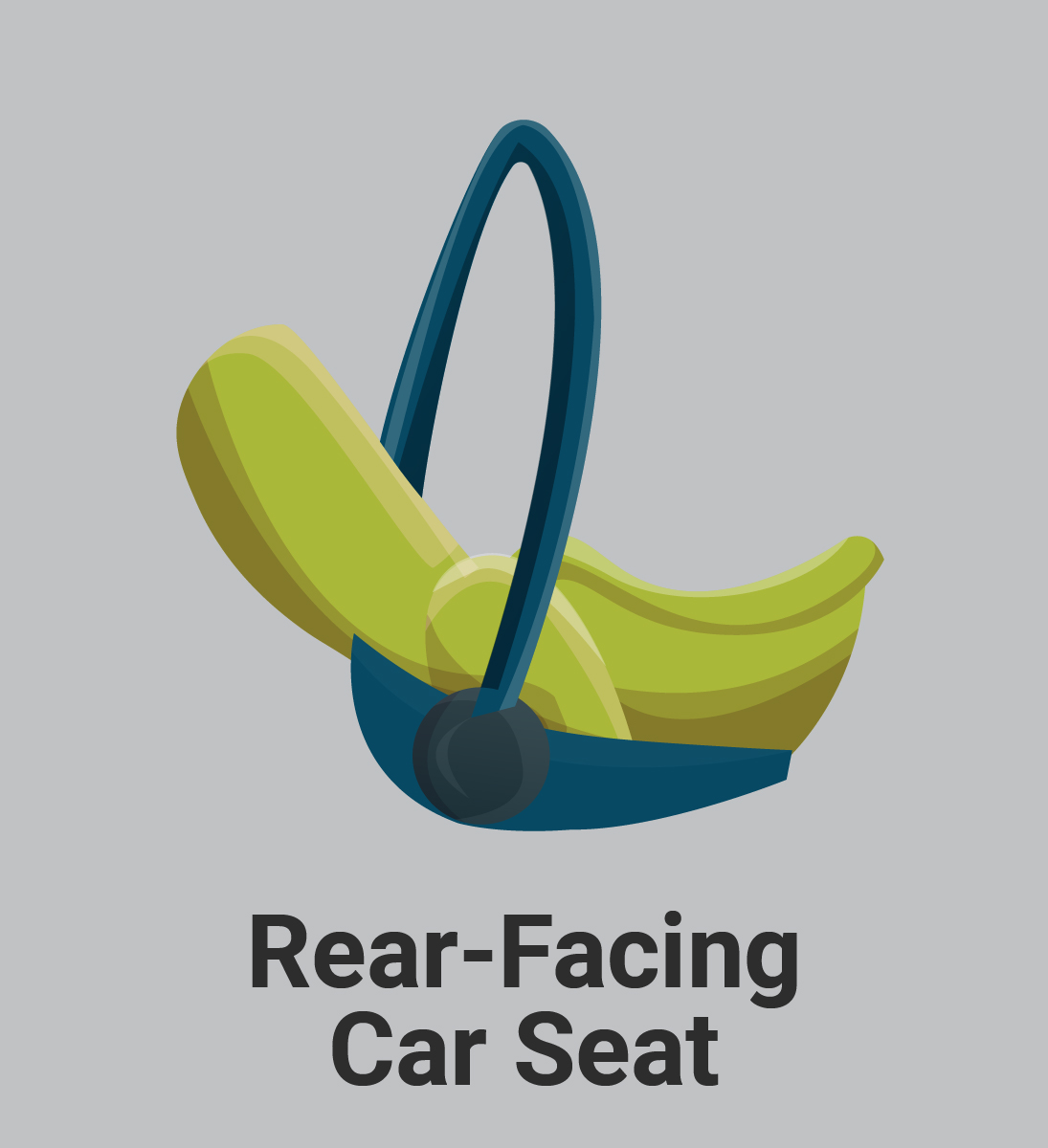 Rear-facing car seat graphic labeled "REAR-FACING CAR SEAT"